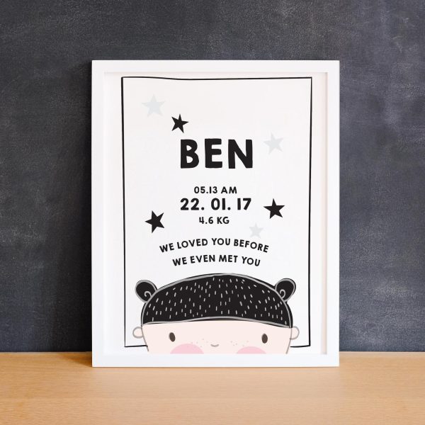 new baby print monochrome personalised baby print for new baby or christening