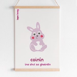 irish rabbit print lapa beag Coinín