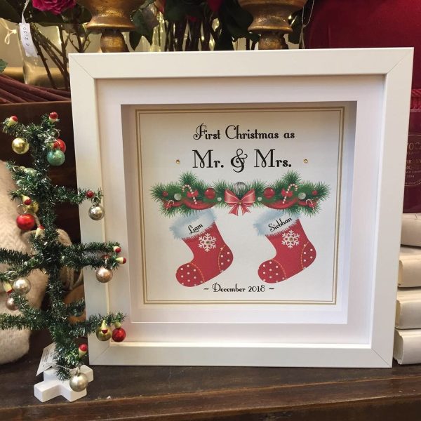 first christmas as mr&mrs personalised frame print
