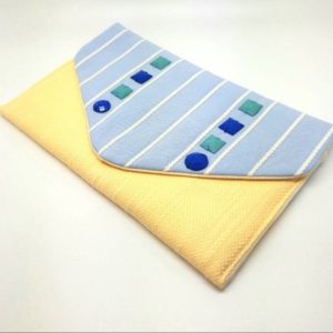 Blue Yellow Beaded Envelope Clutch Bag