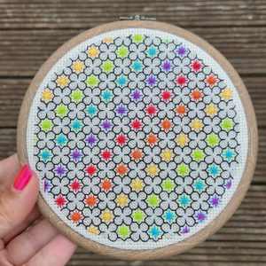 Geometric rainbow embroidery