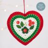 Sewing Pattern Holly Heart Felt Ornament