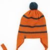 orange ear flap woollen hat