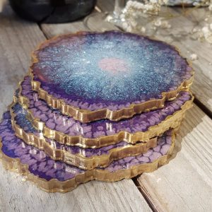 Purple and Blue Resin Coasters