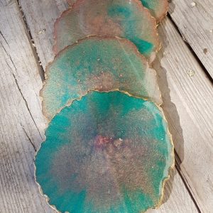Turquoise resin coasters