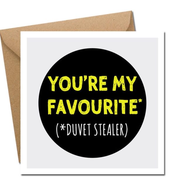 youre my favourite duvet stealer valentines day card