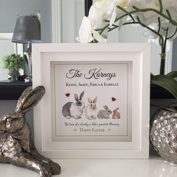 Family Easter Bunnies personalised frame
