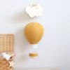 Mustard Muslin Balloon with Gold Dots - ochre with basket