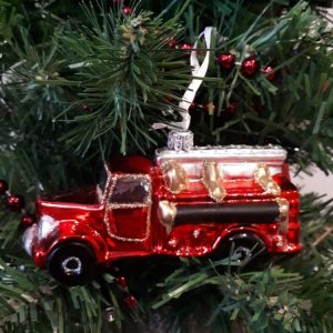 Fire engine Glass Christmas Tree Decoration