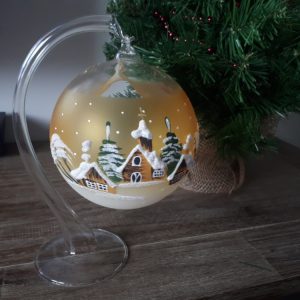 Christmas Glass Candle Holder - Yellow