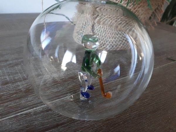 Golfer Handmade Glass Christmas Bauble