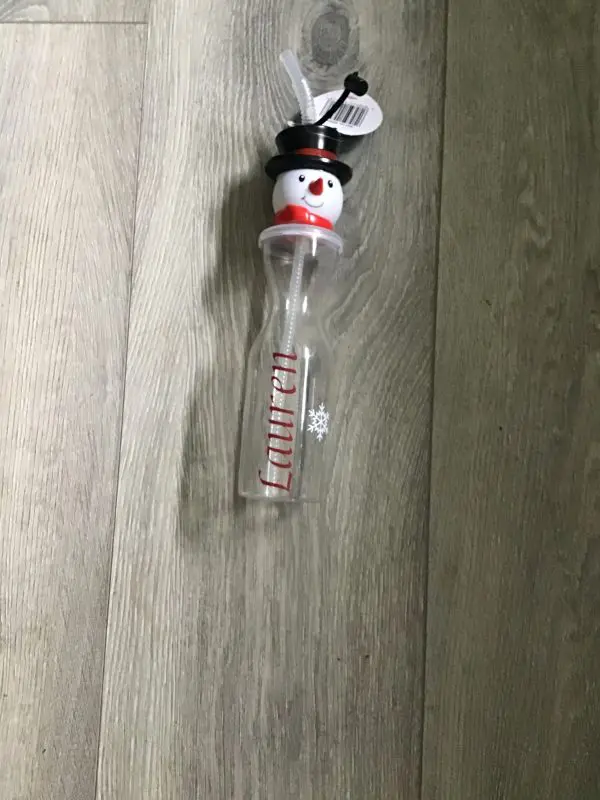 Personalised Snowman Bottle with Straw