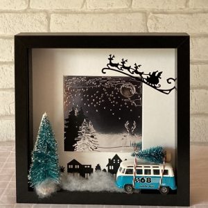 Christmas V.W. Bus Framed Art