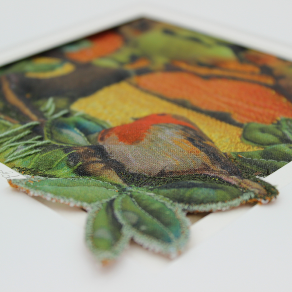 Spideog - Robin Original Art - robin quilted effect
