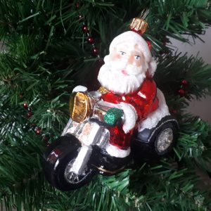 Santa on Motorbike Christmas Tree Decoration