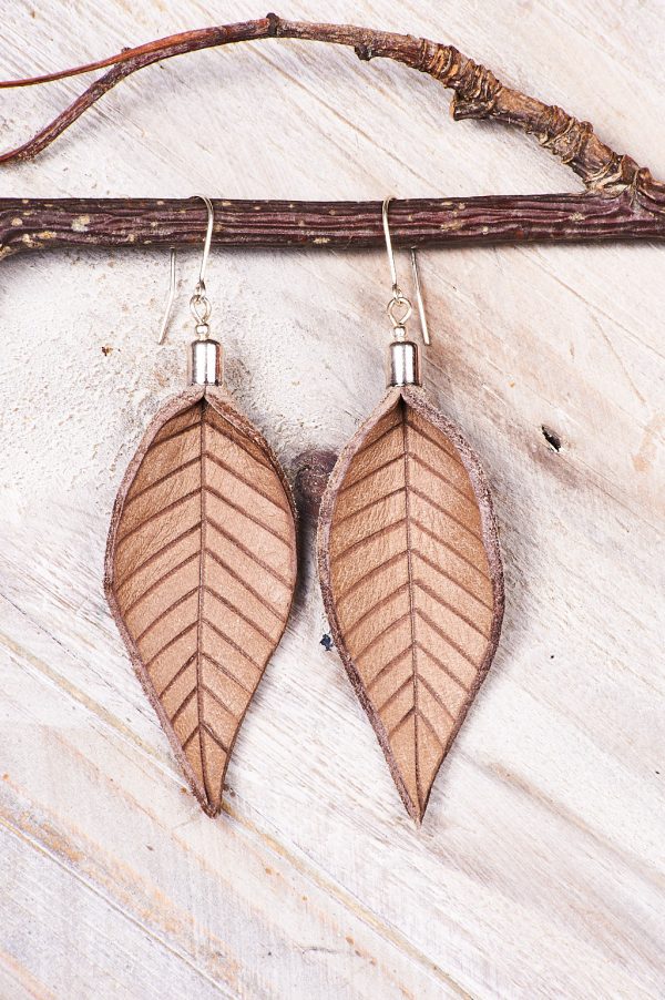 Hand Painted Leather Earrings Natural