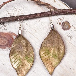 Hand Painted Leather Earrings Earthy