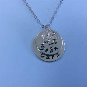Silver Mum of Two Necklace with Boy and Girl Charm
