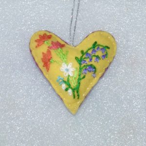 One-of-a-Kind Embroidered Heart- Yellow