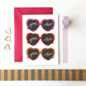 Good Vibes Heart Sunglasses Illustrated Card