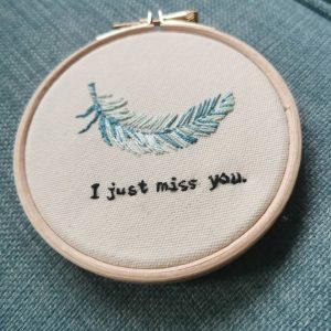 Miss You Memorial Embroidered Feather