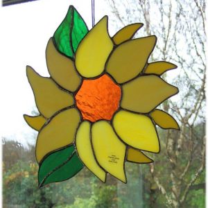 Stained-Glass Sunflower Window Panel