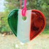 Fused-Glass Tricolour Heart Suncatcher - tricolour heart
