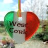 Fused-glass Tricolour West Cork Heart Suncatcher
