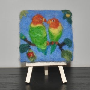 Love Birds Needlefelted Original Art