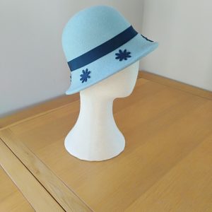 Jojo: Pale Blue and Navy Cloche Hat