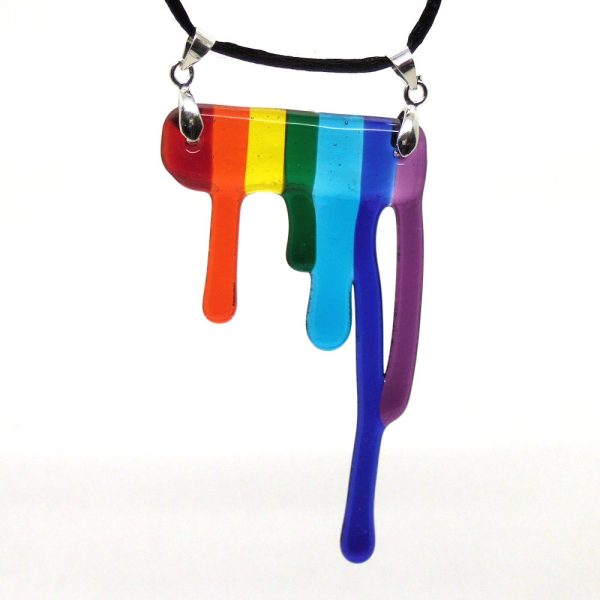 Fused-Glass Pendant Rainbow / Chakra / Pride - 465 - 465b