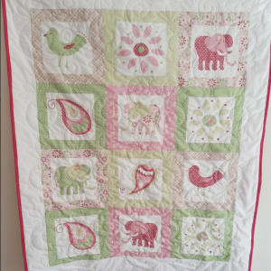 Pretty Pink Elephants Baby Quilt