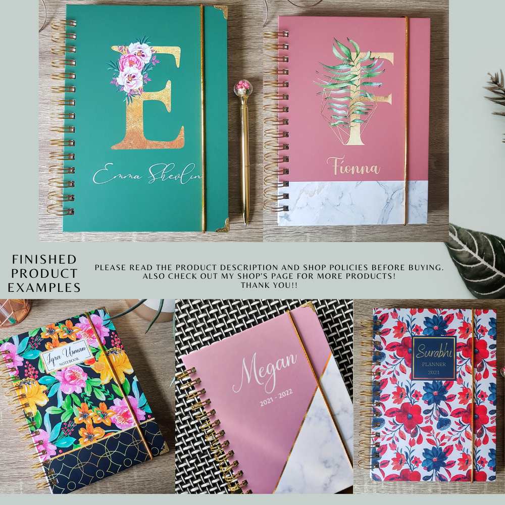 Dated Handmade in Ireland Premium Personalised Planner Diary Weekly Irish gift Pink Initial Start any month