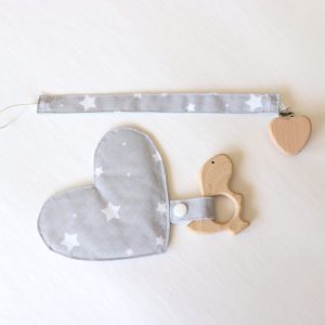 Dinosaur Wooden Teether and Dummy Clip Set