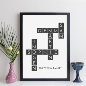 Personalised Family Crossword Print - paint style