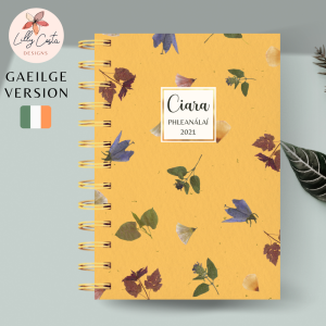 Yellow Flowers Personalised Gaeilge Planner Diary Journal