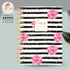Black Stripes and Flowers Personalised Planner Diary Journal