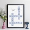 Personalised Family Crossword Print texture style