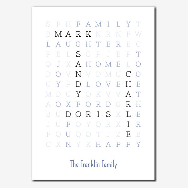 elevencorners personalised family wordsearch print