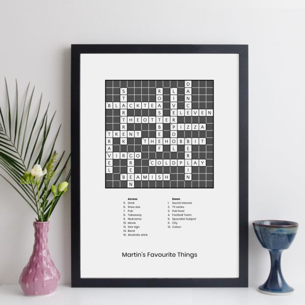 Personalised Traditional Crossword Frame With Clues