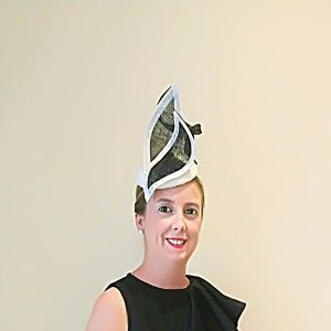 Grace: Black and White Sinamay Sculpted Hat