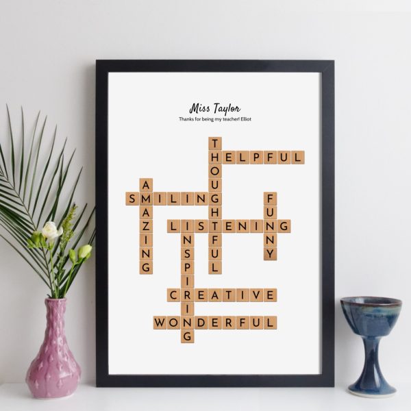 Personalised Teacher Thank You Print Scrabble Style