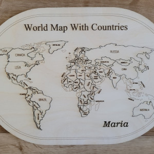 Wooden World Map With Countries Puzzle