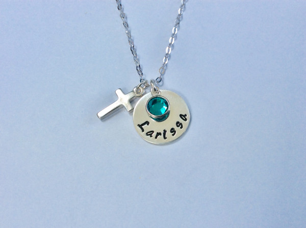 Holy Communion Personalised Necklace with Birthstone