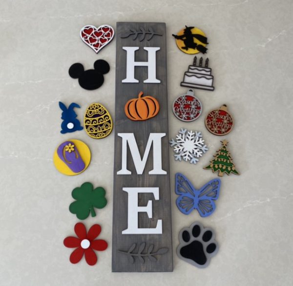 Home sign with interchangeable o