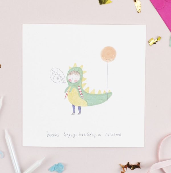Fancy Dress Dinosaur Birthday Card