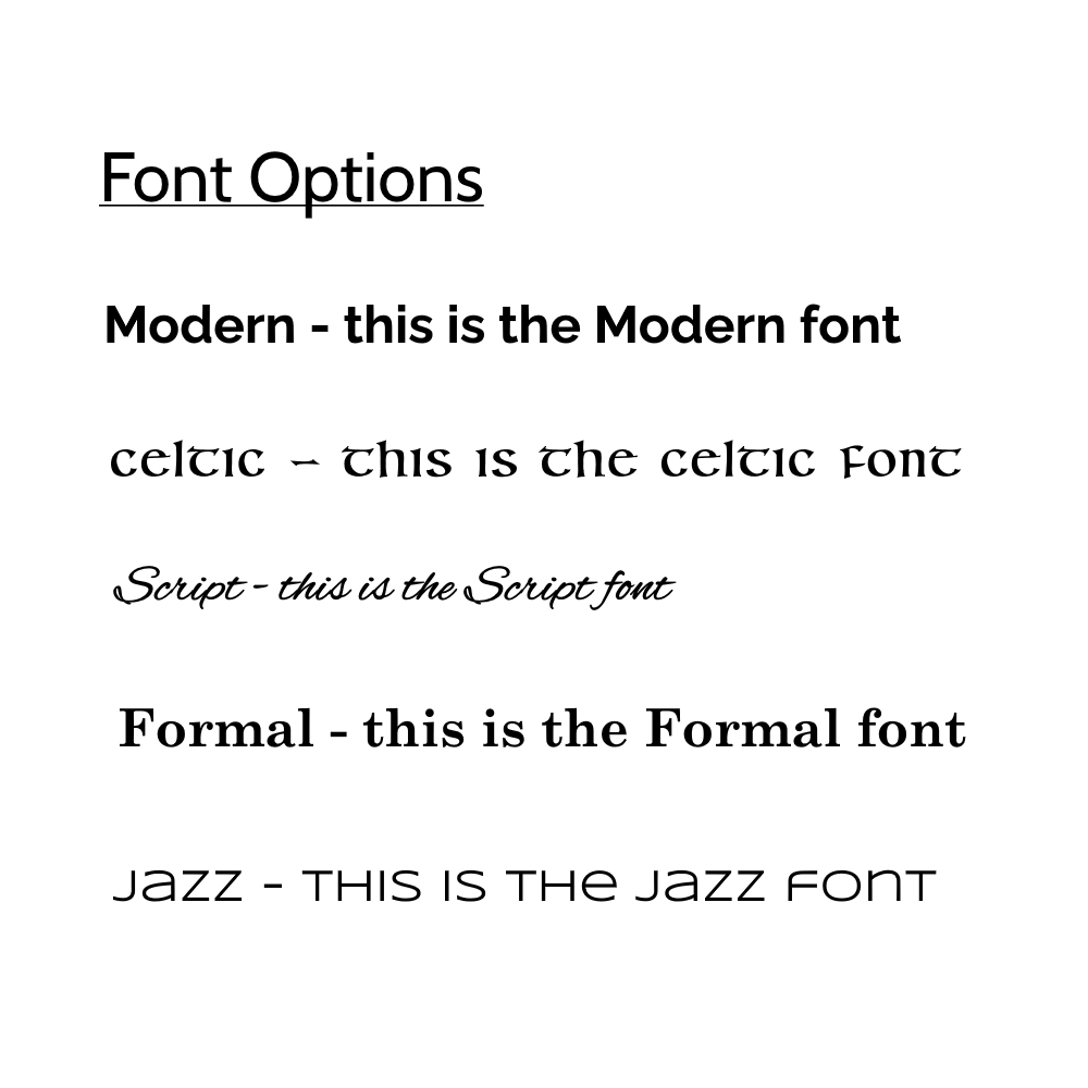 elevencorners ogham prints font options