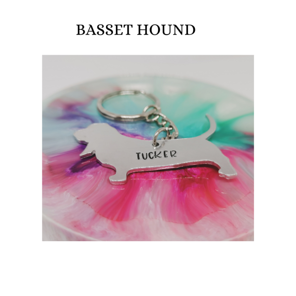 Personalised Dog Breed Keyring - BASSET HOUND