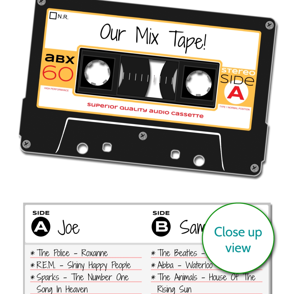 personalised cassette tape print
