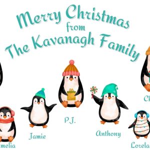 Bespoke Family Christmas Cards - Penguins